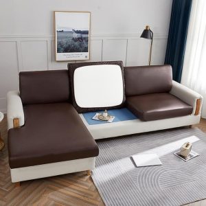 housse d'assise marron simili cuir