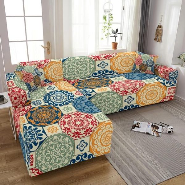 Housse de Canapé d'Angle Hippie colorée