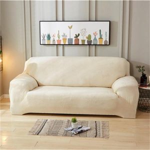 housse de canapé velours blanc écru