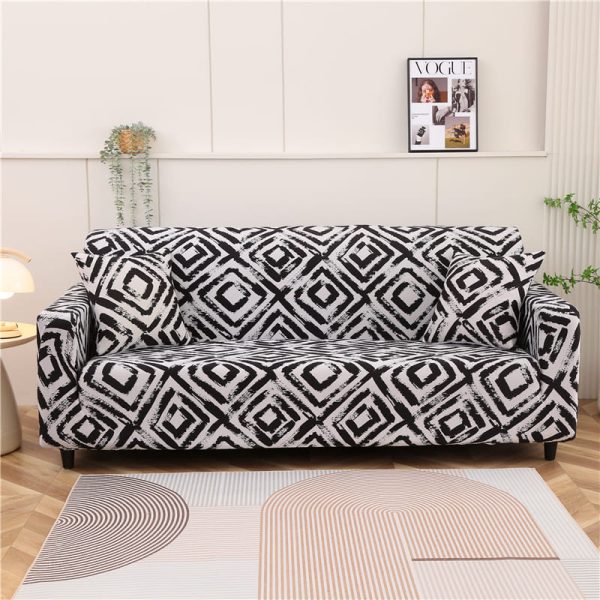 housse de canapé noir et blanc