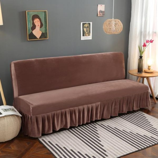 housse de canapé clic clac velours marron