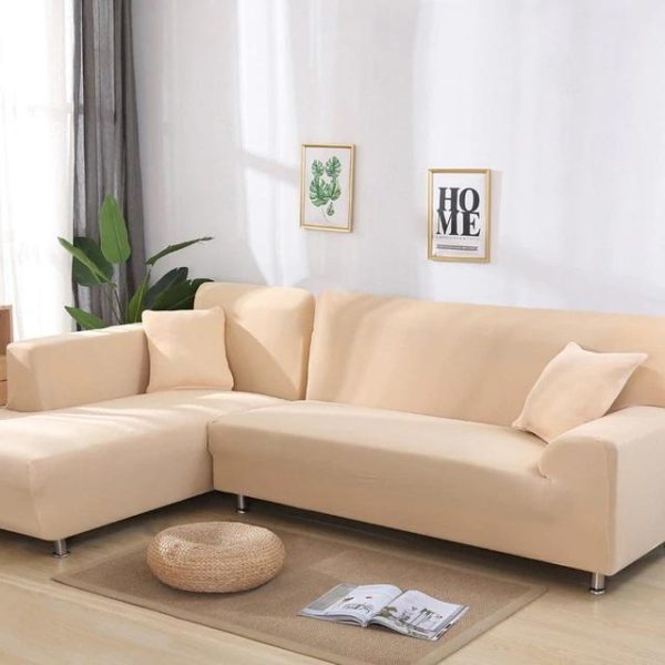 housse de canapé d'angle beige