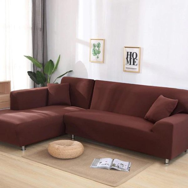 housse canapé d'angle marron