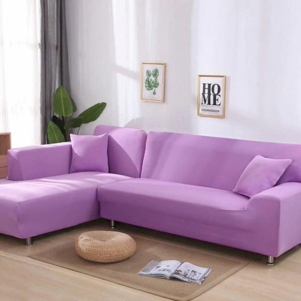 housse canapé d'angle mauve