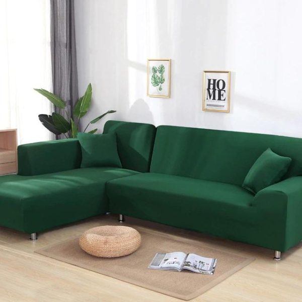 housse de canapé d'angle vert foncé