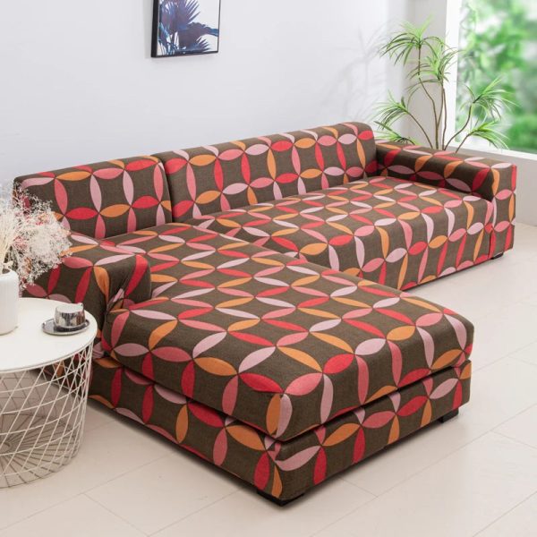 housse de canapé d'angle géométrique