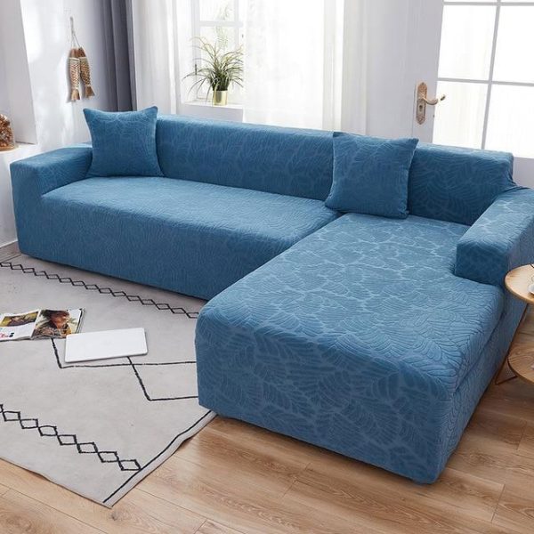 Housse Canapé Angle Velours Bleu