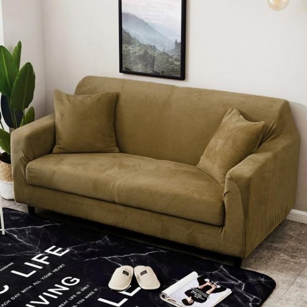 housse de canapé kaki velours