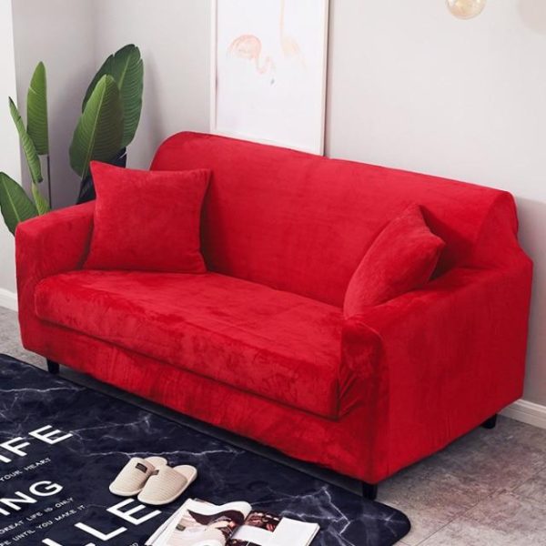 housse de canapé velours rouge
