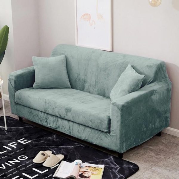 housse de canapé velours vert amande