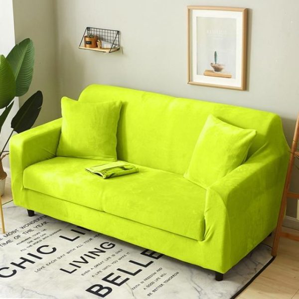 housse canapé velours vert anis