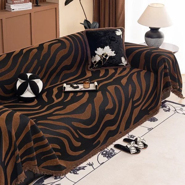 jeté de canapé safari noir marron