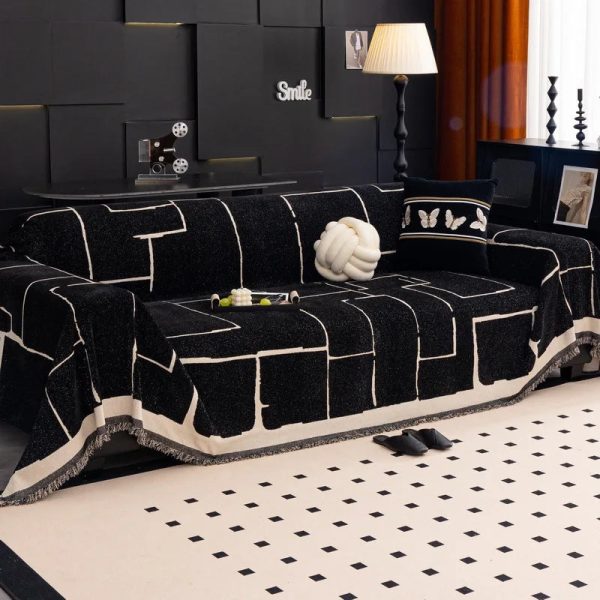 jeté de canapé bicolore