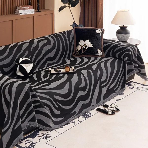 Jeté de Canapé Noir et Gris