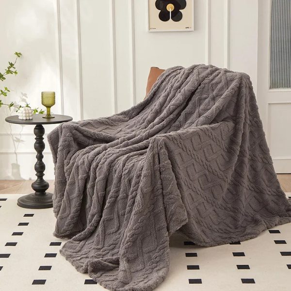 plaid canape polaire gris anthracite