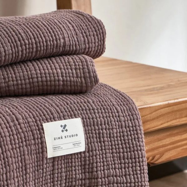 plaid canapé coton mauve