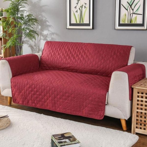 protège canapé bordeaux élégant